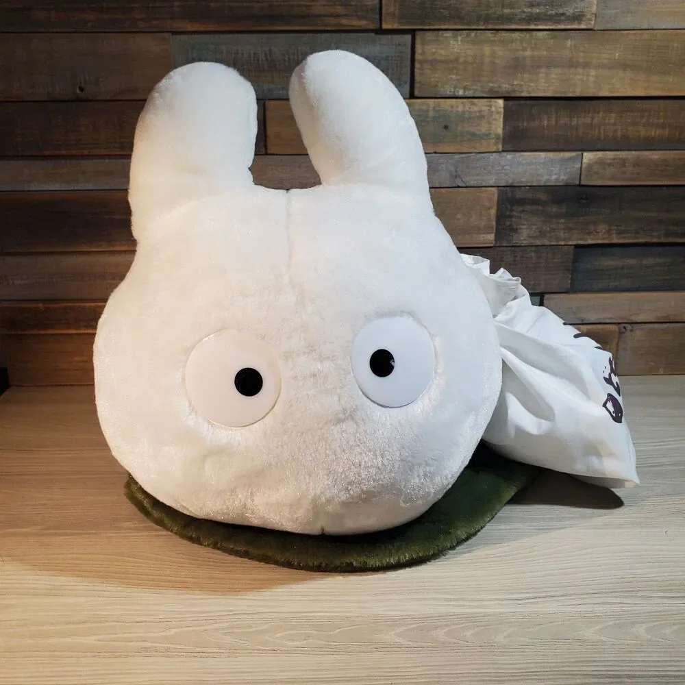 My Neighbor Totoro 12 Inch Coussin Nakayoshi Blanc White w/Bag On Leaf Plush